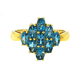 14K Yellow Gold Synthetic Blue Topaz Ring Size 9