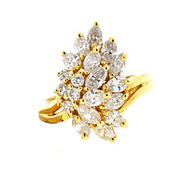 14K Yellow Gold Diamond Cluster Ring Size 6