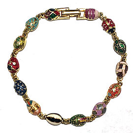 Joan Rivers Gold Tone Hardware with Colorful Enamel Faberge Eggs Lady Bug Bracelet