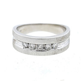 14k White Gold Five Diamond Band Ring