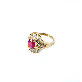 14K Yellow Gold Ruby Round Baguette Diamonds 4.5 Grams Size 6