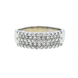 14k White Gold Five Row Diamond Ladies Ring