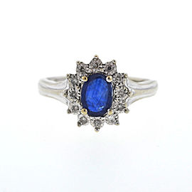 10k White Gold Sapphire & Diamonds Ladies Ring