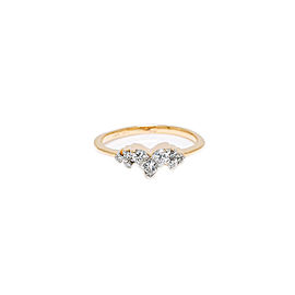 14K Yellow Gold 0.30 Ct Round Princess Diamond Heart Shape Ring 2.0 GR Size 4.75