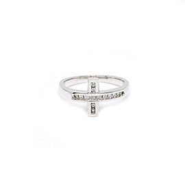 14K White Gold 0.15 Ct Cross Diamond Ring 5.3 Grams Size 9.5