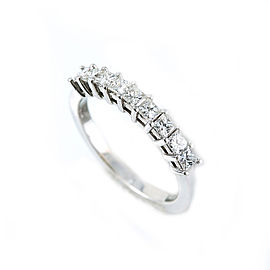 14K White Gold 0.73 Ct G VS1 Princess Cut Diamond Wedding Ring 2.7 Gr Size 6.75