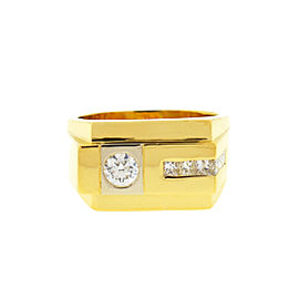 18k Yellow Gold Men's Diamond Band Ring .80 Cts