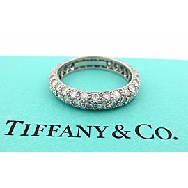 Tiffany & Co Platinum Etoile Three 3-Row Pave Diamond Band Ring PT950 Size 5.75