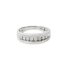 14K White Gold 0.40 Ct Diamond Band Ring 4.4 Grams Size 8.75 Men's