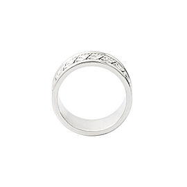 Ring 14K Solid White Gold Band 7.5 mm Wide 5.9 Grams Size 5.25