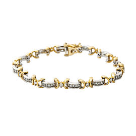 14K Two Tone Gold 1.65 Ct Diamond Bracelet 18.6 Grams 7"