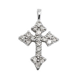 14K WHITE GOLD 0.91 CT I SI2 DIAMOND CROSS PENDANT 2.2 GRAMS 1"