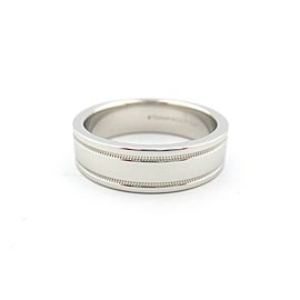 Tiffany & Co Platinum Flat Double Milgrain Wedding Band Ring 6mm Size 7.5US