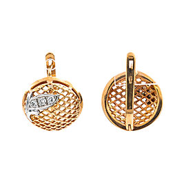 14K Rose Gold Two Tone 0.29Ct F VS1 Diamond French Back Earrings Woven Design