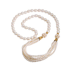 14K YELLOW GOLD BEADS PEARLS NECKLACE 85 Grams 32"