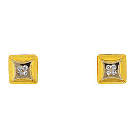 14k Two Tone Square Four Diamonds Cufflinks Approx .36 TCW