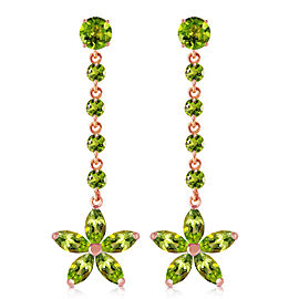 14K Solid Rose Gold Chandelier Earrings with Peridots