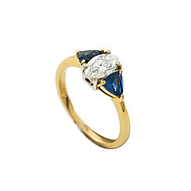 18K Yellow Gold Ceylon Sapphires Diamond Band Ring 2.9 Grams 6.25