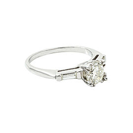 Platinum 1.30 Ct Round Baguette Cut Diamond Ring 4.1 Grams Size 7.75 Engagement