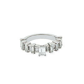 14K White Gold 1.35Ct G-H VS1 Baguette Diamond Band Ring 4.2 Grams Size 4.5