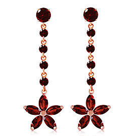 14K Solid Rose Gold Chandelier Earrings with Garnets