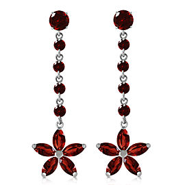 4.8 CTW 14K Solid White Gold Reaching Across Garnet Earrings