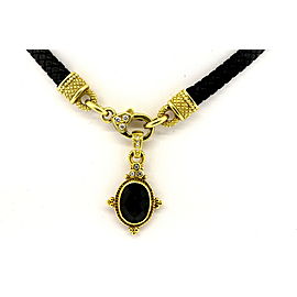 Judith Ripka 18k Diamond Onyx Pendant Enhancer Necklace Black Cord 16" Choker