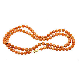 Ming's Orange Brown Jade Bead Chain Necklace 14k 36" 7-9mm Graduated