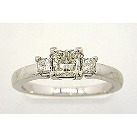 Engagement Ring 14k White Gold Diamond 3 Stone 1ctw 3/4 K VS1 Center Princess 7