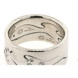 Georg Jensen Fusion 3 Ring Set Diamonds 18k White Gold sz 54 US 7.5 $3625 & Box