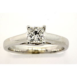 Tolkowsky Ideal Princess Cut .47ct Diamond Engagement Ring 14k White Gold 5.25