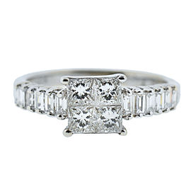 18k White Gold Mosaic Diamond Ladies Ring