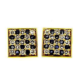 Fred Paris Cuff Links Cufflinks 6ctw Diamond Sapphire 18k Yellow Gold