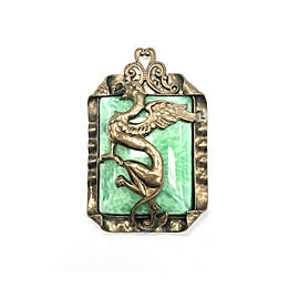 VINTAGE Brass Green Gemstone Garuda Pendant 31.5 Grams