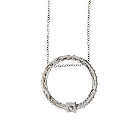 14k White Gold Diamond Circle Pendant Necklace .98 Cts