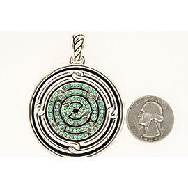 David Yurman Labyrinth Disc Pendant Enhancer Large 2.5" Green Onyx $1800