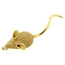 Larter & Sons Mouse Pin Brooch Diamond Eyes 14k Yellow Gold 2" Long 3d rat