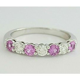 Tiffany & Co Embrace 3mm Shared Pink Sapphire Diamond Eternity $5090 wTax Sz 7