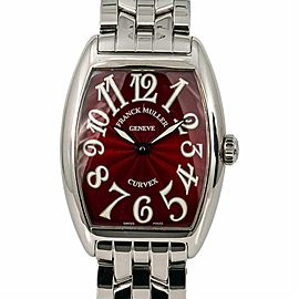 Franck Muller Cintree Curvex 7502QZ Lady's Quartz Watch SS Red Dial 29mm