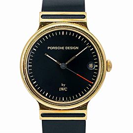 IWC Porsche Design IW3320 Quartz Unisex Watch 18k Yellow Gold Black Dial 32mm