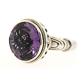 Effy BH Large Round Amethyst Ring 18k Yellow Gold Sterling Silver size 7.25