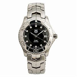 Tag Heuer Link WJ1113 Mens Quartz Watch Black Diamond Dial Stainless 39mm