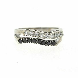 14k White Gold Black and White Diamond Ring