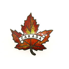 Vintage Sterling Silver Charm Canada Maple Leaf Enamel Color Pin Brooch Red