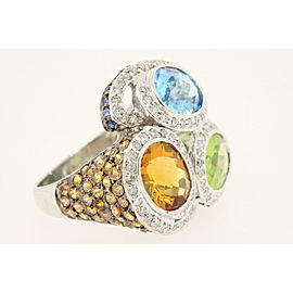 Levian Multi Color Citrine Peridot Topaz Sapphire Tsavorite Diamond Ring 14k 7