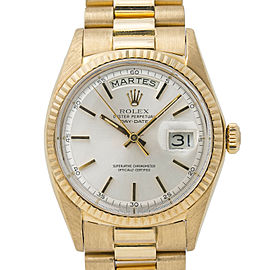 Rolex Day-Date President 1802 Unpolished 18k Yellow Gold Silver Dial Mens 36mm