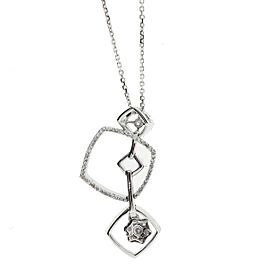 14k White Gold Pave Diamond 3 Station Drop Necklace