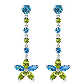 4.8 CTW 14K Solid White Gold Chandelier Earrings Natural Blue Topaz