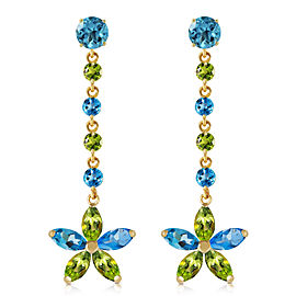 4.8 CTW 14K Solid Gold Chandelier Earrings Natural Blue Topaz