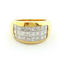 18KT Yellow Gold Eternity Princess Brilliant Cut Diamonds Band Ring 1.26ct